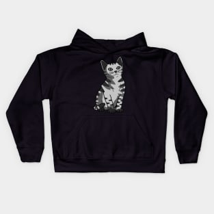 Gray Striped Tabby Cat Kids Hoodie